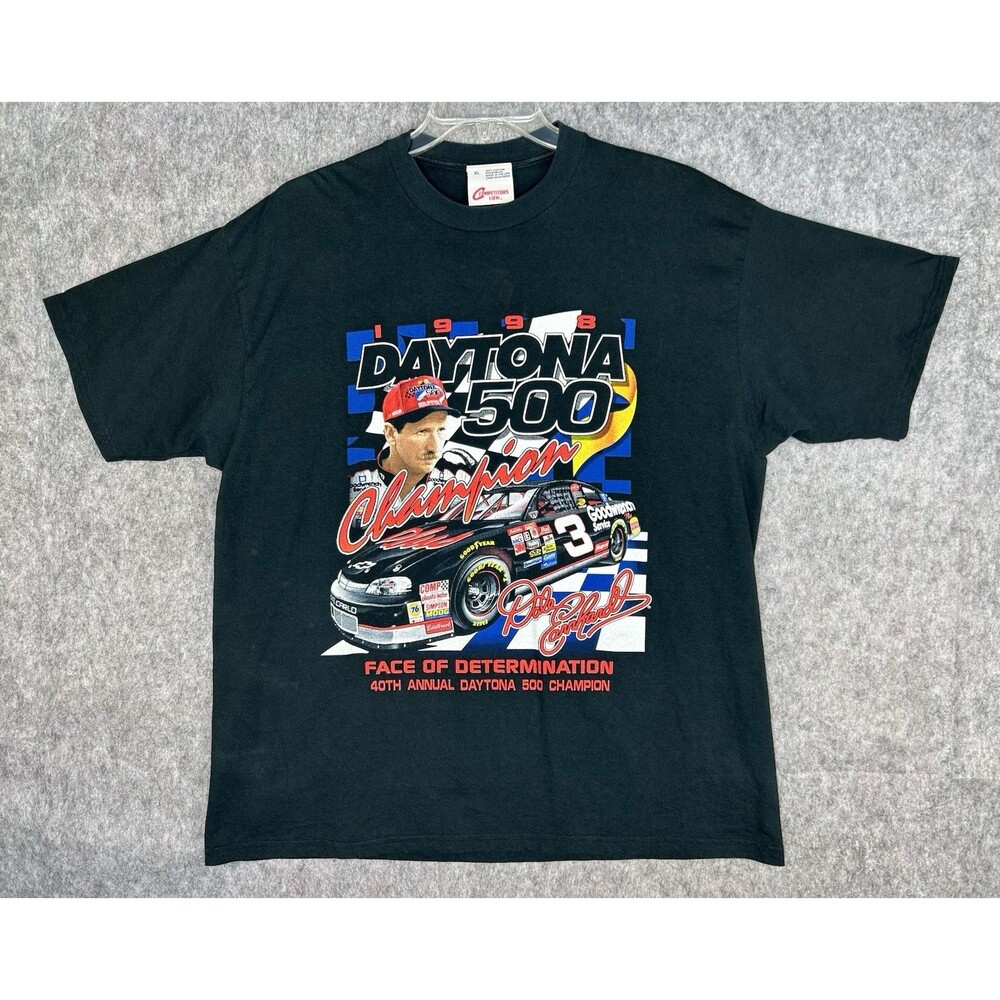 Vintage Dale Earnhardt Shirt Men’s XL Black NASCAR Racing Competitors View 90s